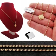 Naszyjniki - Złoty Singapur Skręcany + Medalik Z Jezusem 45 Cm - miniaturka - grafika 1