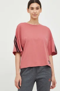 adidas Performance t-shirt bawełniany kolor różowy - Koszulki sportowe damskie - miniaturka - grafika 1