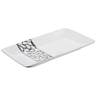 Tace i patery - Patera Ceramiczna Prostokątna Madlen 35X20X4 Biała + Srebrna - miniaturka - grafika 1