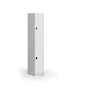 Szafka ubraniowa ze schowkami, 2 schowki, 1850 x 300 x 500 mm, zamek z czytnikiem kart RFID, drzwi laminowane, biała - Szafki biurowe - miniaturka - grafika 1