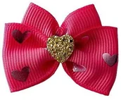 Akcesoria i dodatki do ubrań dla dzieci - Kokardka Glamour ciemny róż serce 4,5cm KGP003 KGP003 - miniaturka - grafika 1