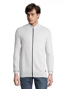 TOM TAILOR Denim Męskie Kardigan ze stójką 1028392, 15398 - Light Stone Grey Melange, XXS - Swetry męskie - miniaturka - grafika 1