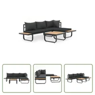 Sofy ogrodowe - The Living Store 2-częściowa narożna sofa ogrodowa z aluminiowymi poduszkami WPC - miniaturka - grafika 1