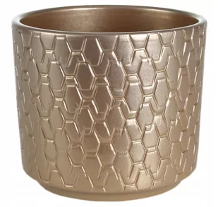 Osłonka ceramiczna na doniczkę perłowo złota 12 cm - Donice - miniaturka - grafika 1