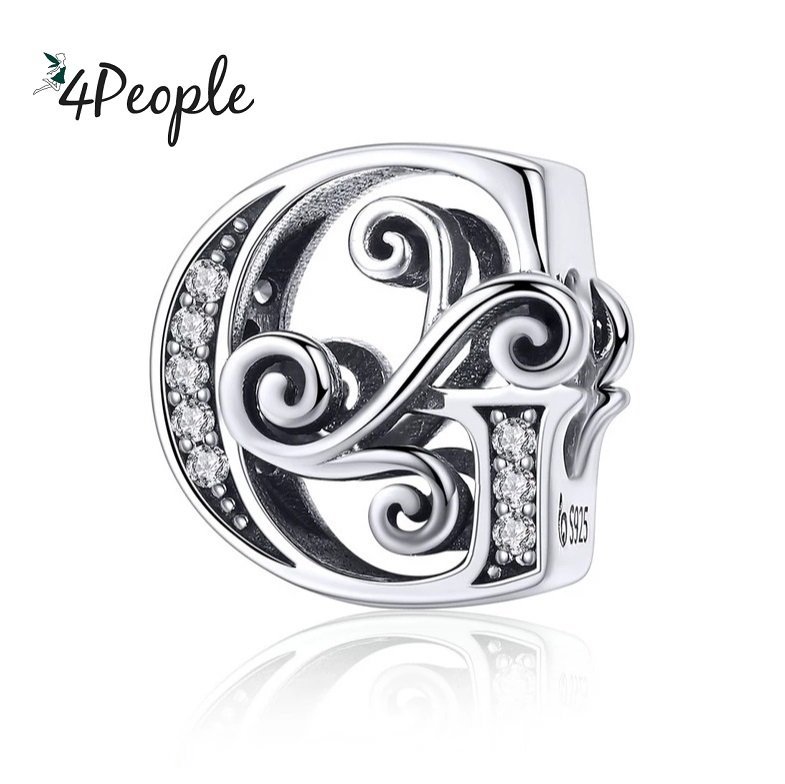 Zawieszka Charms Literka Litera G Alfabet Srebro