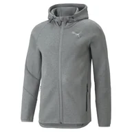 Bluzy męskie - Bluza z kapturem męska Puma EVOSTRIPE FULL-ZIP szara 84740103-S - miniaturka - grafika 1