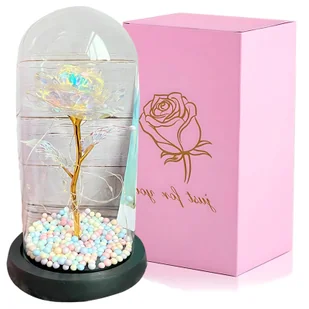 EXTRALINK HOME WIECZNA RÓŻA W SZKLE ŚWIECĄCA LED RÓŻOWA W-861 - Księgarnia OUTLET - miniaturka - grafika 1