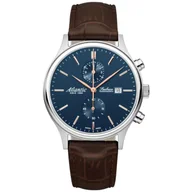 Zegarki męskie - Srebrny zegarek Męski Atlantic Seabase Chronograph z paskiem 64452.41.51R - miniaturka - grafika 1