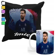 Gadżety dla niej i dla niego - ZESTAW KUBEK + PODUSZKA Z POSZEWKĄ- PREZENT DLA FANATYKA MESSI PSG+ IMIĘ - miniaturka - grafika 1