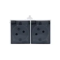 Gniazdka elektryczne - Gniazdo hermetyczne podwójne z uziemieniem GH-2Z biały dymna klapka - miniaturka - grafika 1