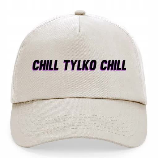 Czapka Beżowa Daszek Na Wiosnę TYLKO CHILL Wzory