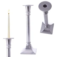 Świeczniki - ŚWIECZNIK ALUMINIOWY SREBRNY STOJAK NA ŚWIECĘ ŚWIECZKĘ 30cm - miniaturka - grafika 1