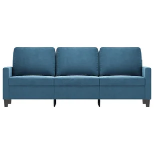 Sofa 3-osobowa, niebieski, 180 cm, tapicerowana aksamitem - Sofy i kanapy - miniaturka - grafika 4