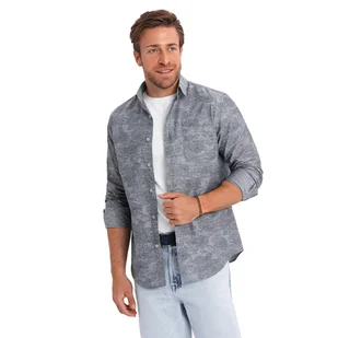 Flanelowa męska koszula bawełniana w kratę szara V3 OM-SHCS-0157 L - Koszule męskie - miniaturka - grafika 1