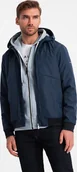 Kurtki męskie - Kurtka męska Ombre Lekka męska kurtka z kapturem i siateczkową podszewką granatowa V1 OM-JANP-0149 L - miniaturka - grafika 1