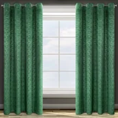 Zasłony - Zasłona Gotowa Na Przelotkach 140X250 Geometryczny Wzór Zielona Ciemna Welurowa Ellen - miniaturka - grafika 1