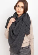 Apaszki i szaliki damskie - Efektowna dzianinowa chusta - grafit - miniaturka - grafika 1