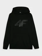 Bluzy sportowe męskie - Męska bluza dresowa nierozpinana z kapturem 4F 4FWMM00TSWSM1766 - czarna - miniaturka - grafika 1