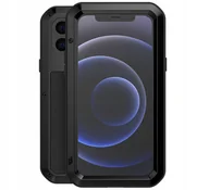 Etui i futerały do telefonów - Love Mei Etui Pancerne + szkło iPhone 12, czarne 6932809615786 - miniaturka - grafika 1