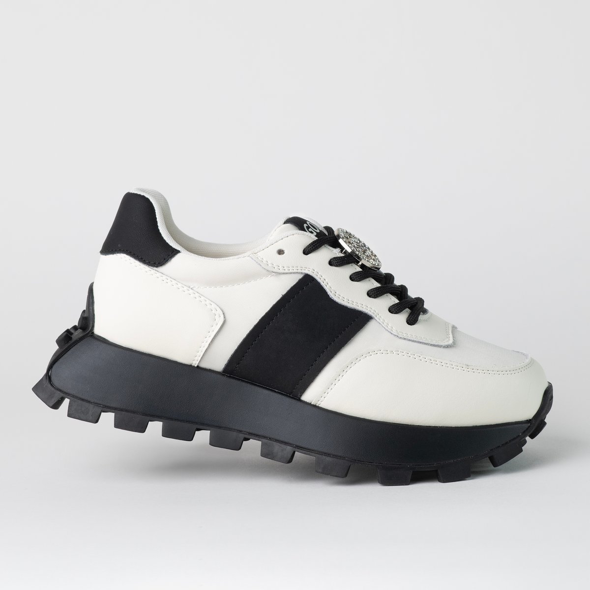 Sneakersy damskie na platformie GOODIN GD-XF-112 skóra tkanina kremowe 40