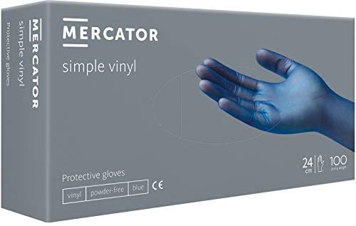 Mercator Rękawice winylowe SIMPLE VINYL, bezpudrowe, Niebieskie, rozmiar: L - 100 sztuk