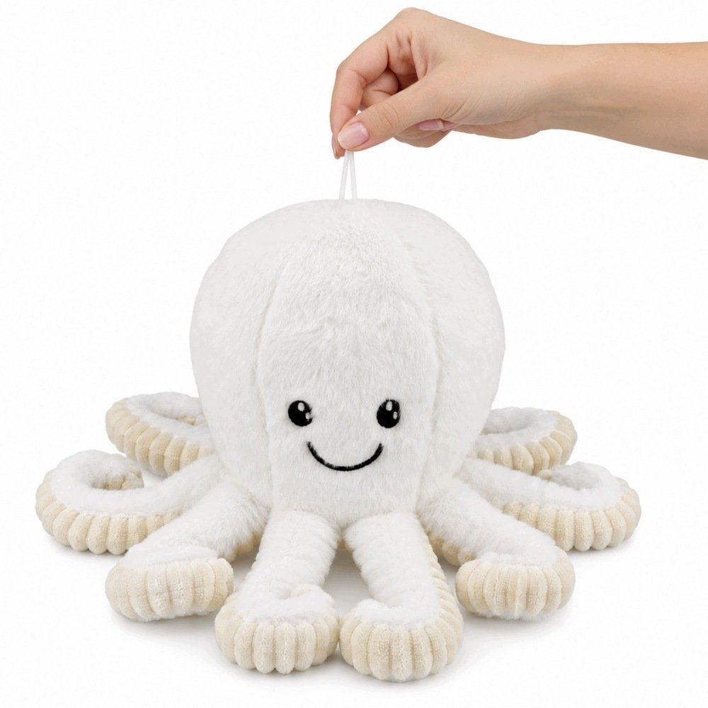 LeanToys Pluszowa Ośmiornica Maskotka Przytulanka Sprężyste Macki Biała 50 cm