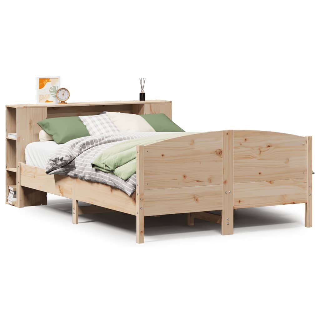 vidaXL Łóżko z litego drewna z półką bez materaca 150x200 cm sosna