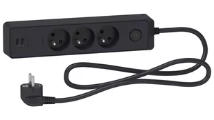 SCHNEIDER Electric Listwa zasilająca Electric Odace przeciwprzepięciowa 3 gniazd 1.5m 2xUSB czarny ST933U1B - Listwy zasilające - miniaturka - grafika 1