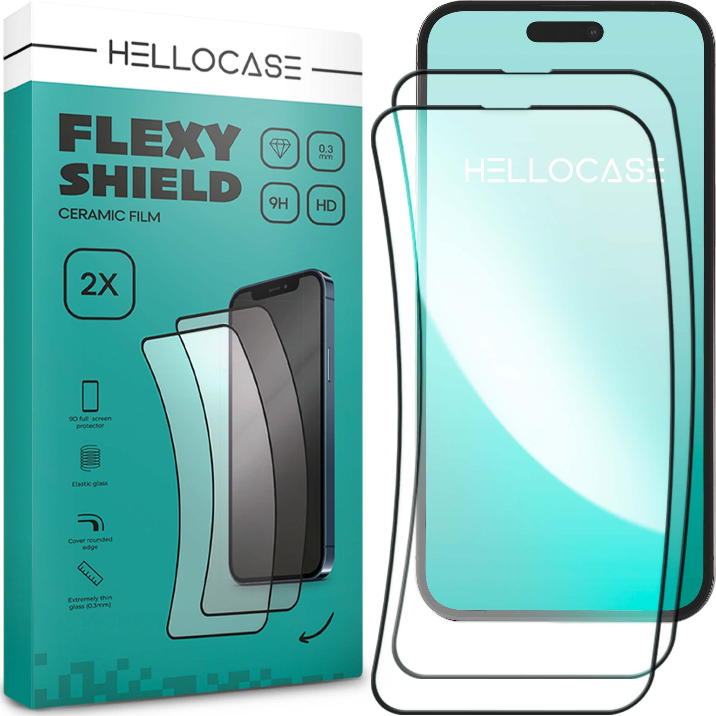 Hello Case 2 SZTUKI Szkło Hybrydowe do Apple Iphone 16 Plus szybka 9H, pełne 5D