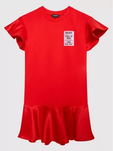DKNY Sukienka codzienna D32800 D Czerwony Regular Fit - Sukienki i spódniczki dla dziewczynek - miniaturka - grafika 1