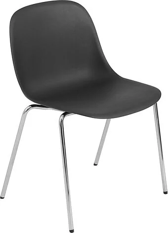 Krzesło Fiber A Base czarne na chromowanych nogach