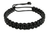 Bransolety męskie - Stylowa Bransoletka Czarna Pleciona Męska - miniaturka - grafika 1