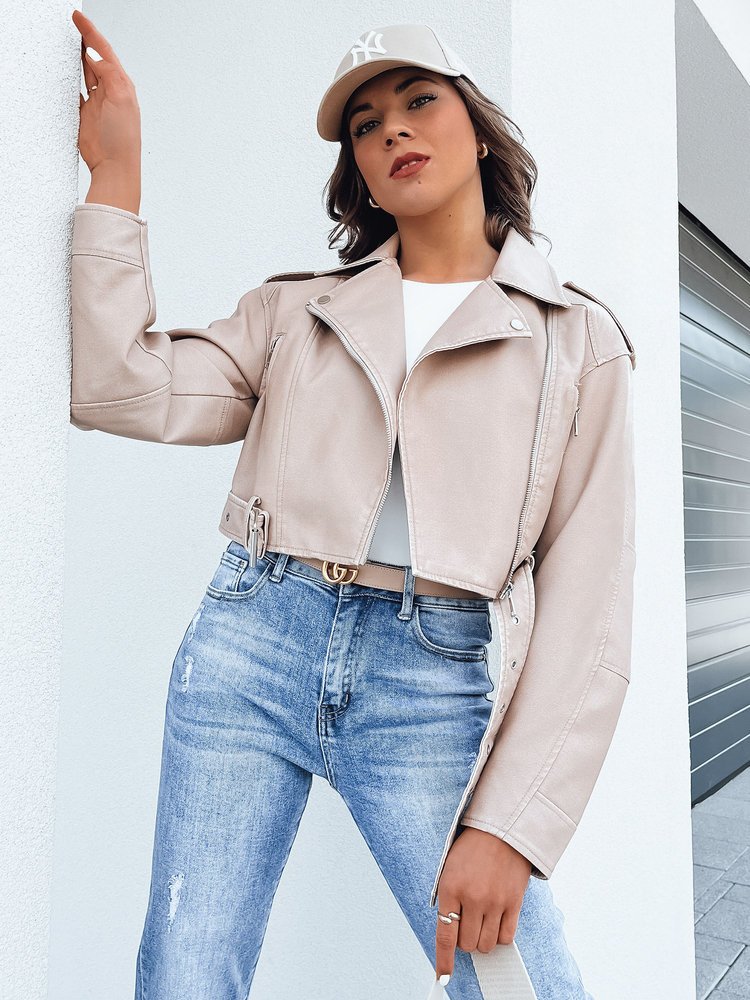 Kurtka damska skórzana BADEN beżowa Dstreet TY4336-M