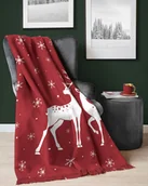 Pozostałe akcesoria świąteczne - Detexpol koc bawełniany 150x200 świąteczny wzór renifery - miniaturka - grafika 1