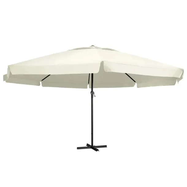 Parasol ogrodowy z mechanizmem korbowym, 600x330 cm, piaskowa biel