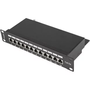 LANBERG Patch Panel 12 Port 1U 10 cali kat.5e ekranowany czarny PPF5-9012-B - Wtyczki i adaptery - miniaturka - grafika 4