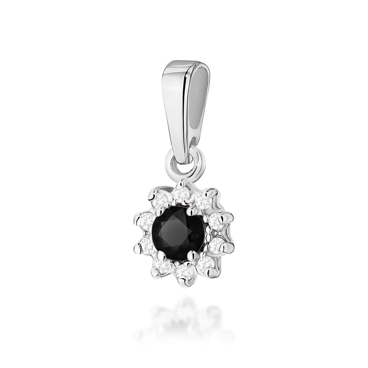 Złota zawieszka / wisiorek Czarny Diament 0,12ct białe złoto pr. 585