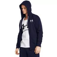 Bluzy sportowe męskie - Męska bluza dresowa rozpinana z kapturem Under Armour UA Rival Terry Lc Fz - granatowa - UNDER ARMOUR - miniaturka - grafika 1