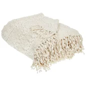 Narzuty - BELIANI Koc złamana biel bawełniany z akrylem 200 x 220 cm narzuta na łóżko kapa z frędzlami pleciony wzór - miniaturka - grafika 1
