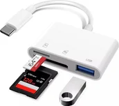 Pozostałe akcesoria do telefonów - Alogy Czytnik kart SD TF USB Alogy adapter z złączem USB-C do Apple iPhone iPad Biały - miniaturka - grafika 1