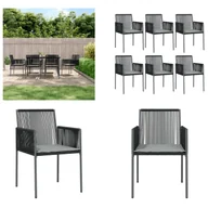 Fotele i krzesła ogrodowe - vidaXL Krzesła ogrodowe z poduszką 6 szt. czarne 54x60,5x83,5 cm - krzesło ogrodowe - krzesła ogrodowe - krzesło tarasowe - krzesło zewnętrzne - miniaturka - grafika 1