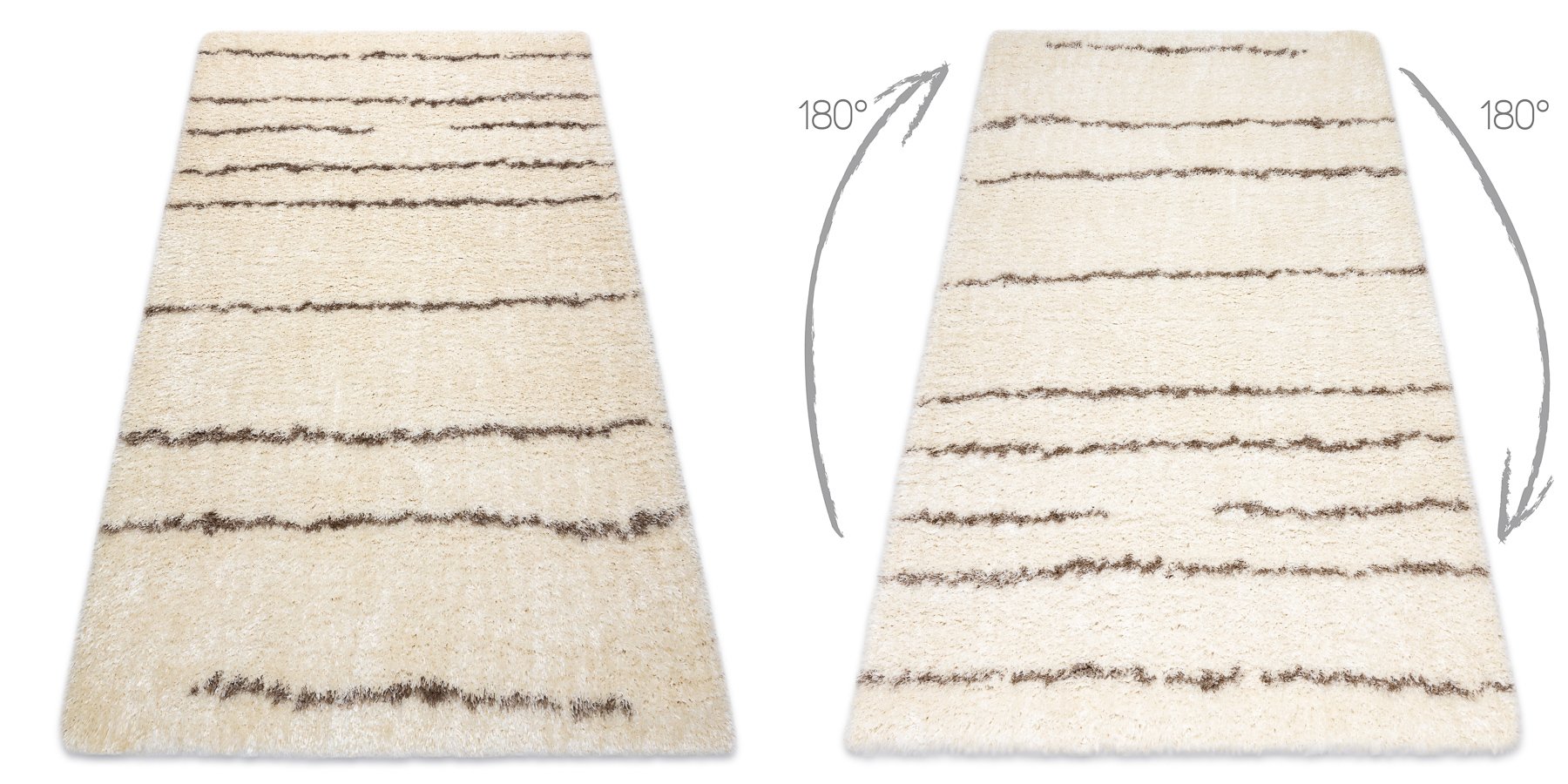 Dywan FLUFFY 2371 shaggy paski - krem / beż beżowy 80x150 cm