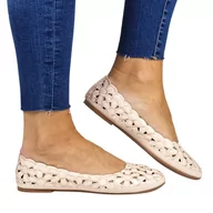 Baleriny - Damskie Baleriny Ażurowe Evento 4870 Różowe - miniaturka - grafika 1