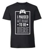 Koszulki męskie - Męska koszulka z nadrukiem - I Paused My Game To Be Here czarny XXL - miniaturka - grafika 1
