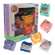 Zabawki sensoryczne - Klocki Sensoryczne Urocze Zwierzaki Kostki Gumowe 6El Montessori Zestaw - miniaturka - grafika 1