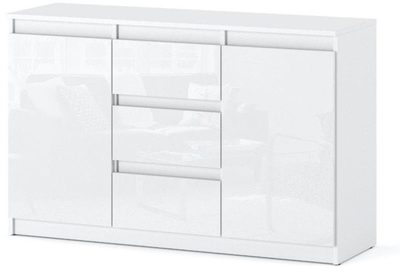 Komoda Nowoczesna Biała Połysk 3 Szuflady Agnes 120cm Sypialnia Salon