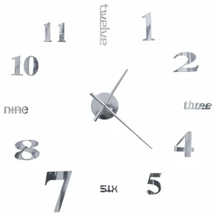 Srebrny zegar ścienny 100 cm R8-A95 - Zegary Srebrny zegar ścienny 100 cm R8-A95 - Zegary - miniaturka - grafika 1