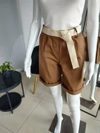 Spodenki damskie - Bawełniane spodenki mundurowe - brązowy One size - miniaturka - grafika 1