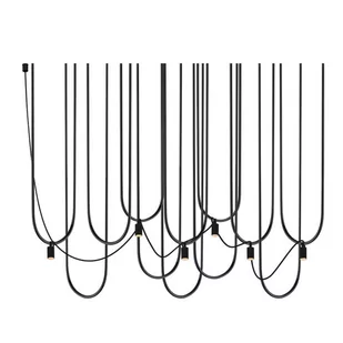 Lampa wisząca do salonu UDIN 9785 Dohar tuby metalowe czarne - Lampy sufitowe - miniaturka - grafika 1