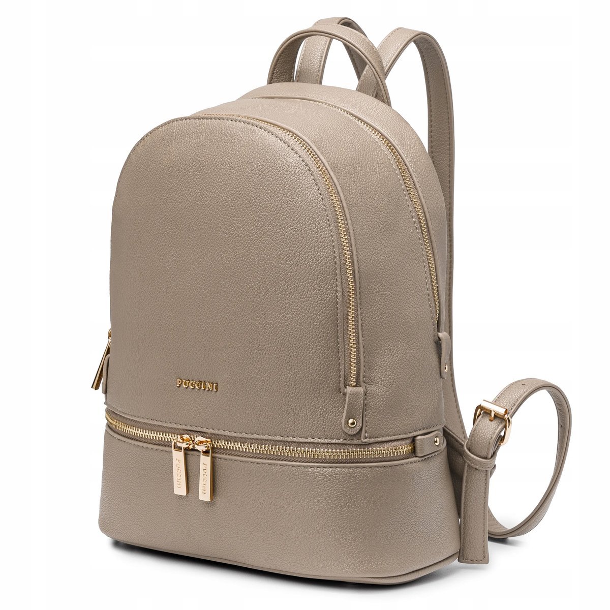 Plecak Dwukomorowy Damski PUCCINI Ze Skóry Ekologicznej Beżowy BML055P-2A